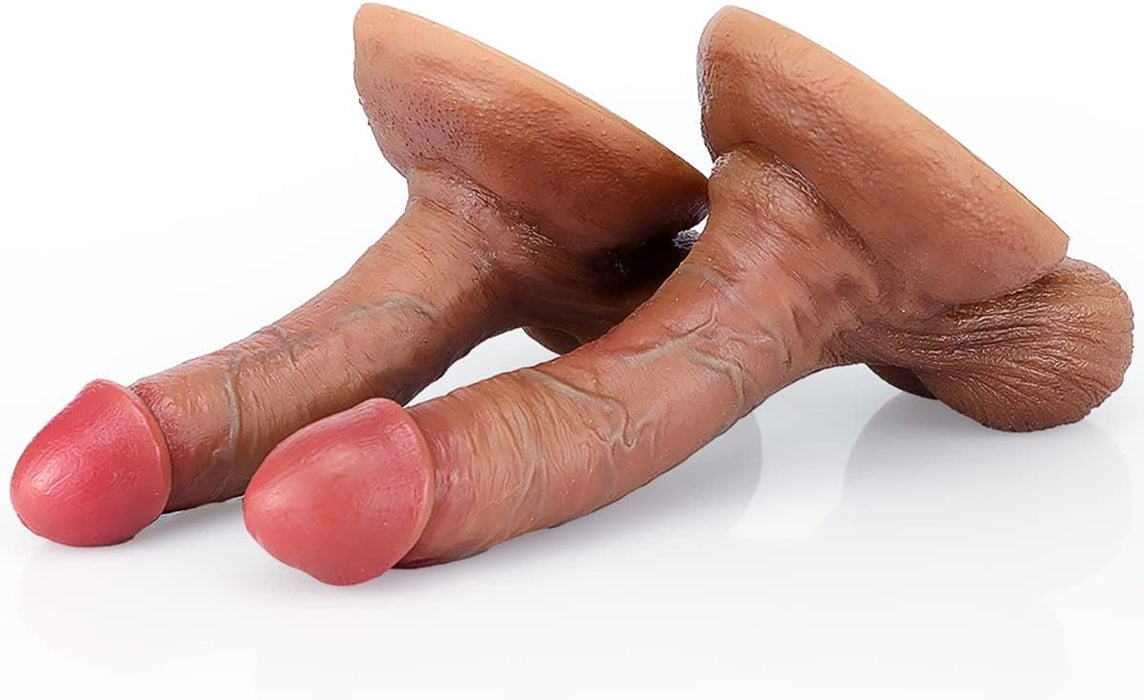 Realistic silicone dildo with strong screw-on foot, 2 sizes