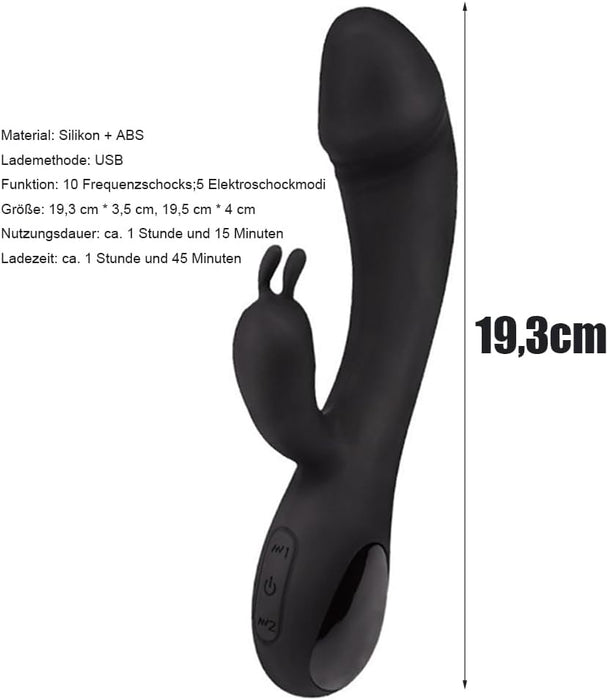 Moteriškas 2-in-1 vibratorius su 10 režimų ir elektrostimuliacija