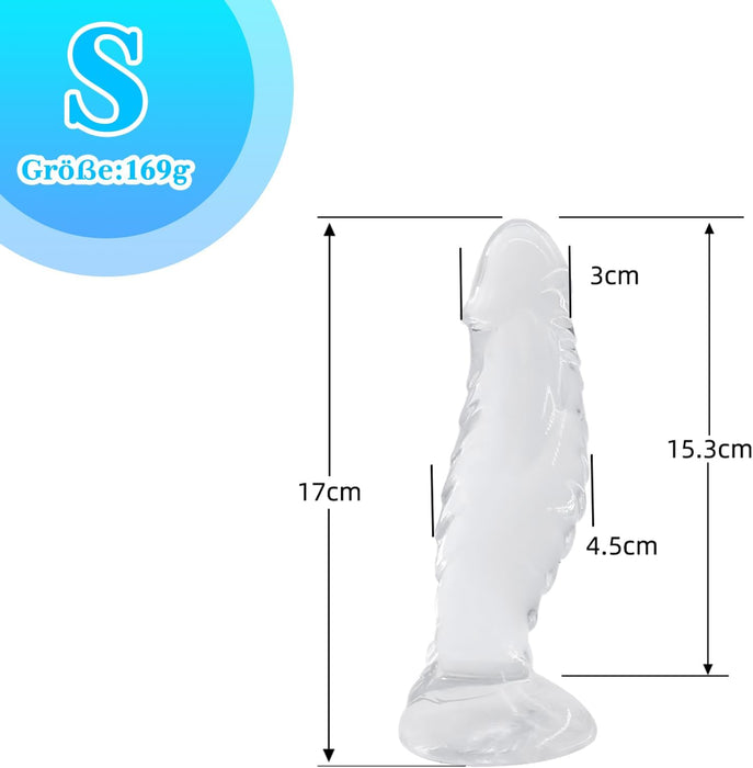 17 cm Clear Silicone Dildo with Strong Clip – Perfect Couple and Solo Toy