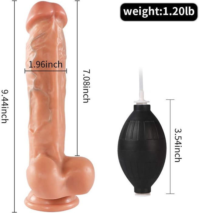 Realistiškas silikoninis dildo su purškimo funkcija ir stipria prisitvirtinimo baze