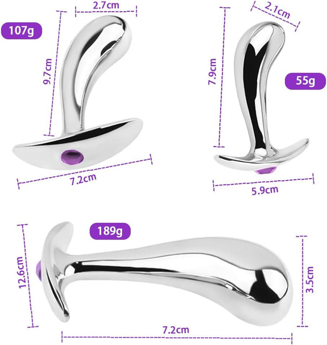 3-piece metal anal plug set - for beginners and advanced users