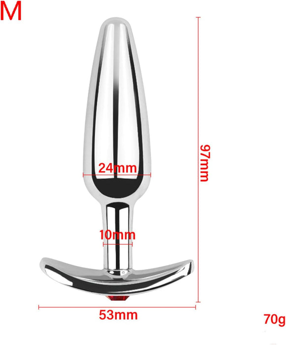 Stainless Steel Anal Plug with T-Bar Base S/M/L/XL Sizes
