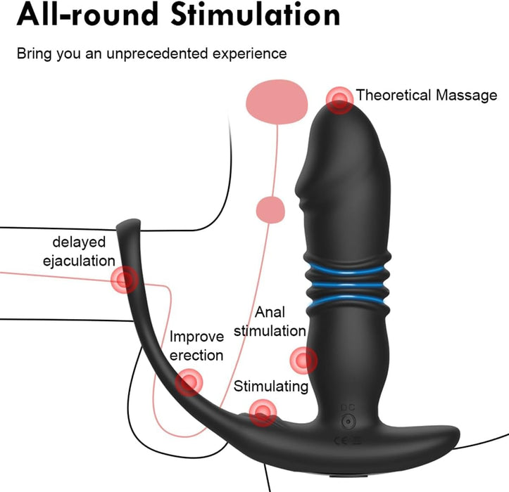 Ergonomic Anal Vibrator with Cock Ring and Remote Control