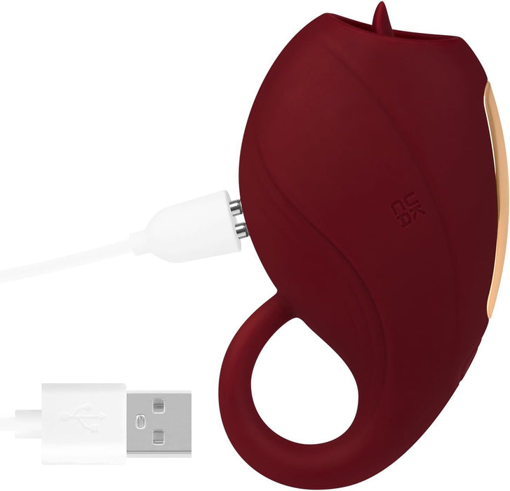 Silicone clitoral vibrator with rotating tongue, 9.6 cm, waterproof IPX7