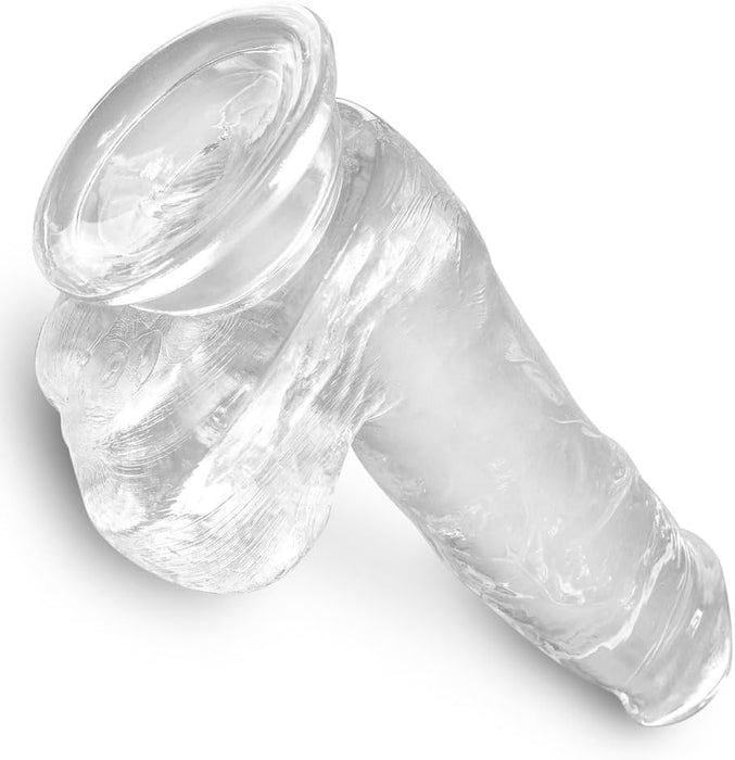 King Cock 6 inch transparent dildo with balls and strong attachment base