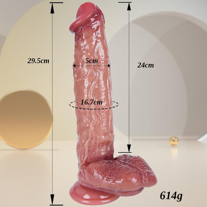 29.5 cm realistic dildo in XXL size with strong suction cup support