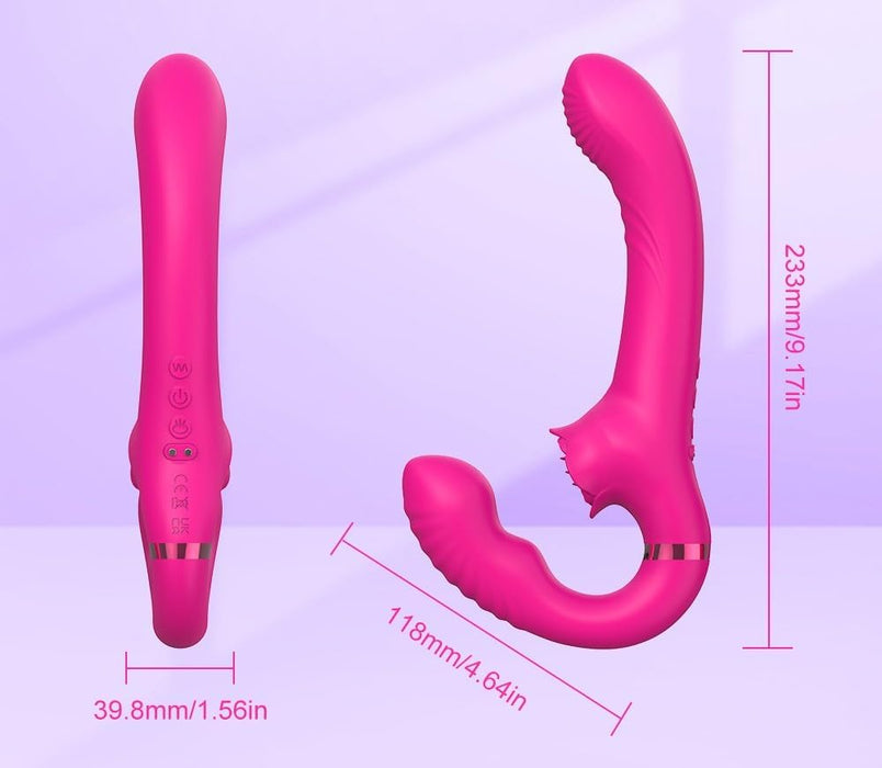 Dual Stimulation Vibrator With Clitoral Stimulator And Pulsation