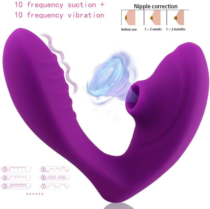 Vibrating Dildo with Tongue Suction Cup and 10 Strength Modes for Women