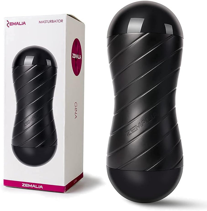 Ergonomic 2-in-1 masturbator with two sensory channels for men