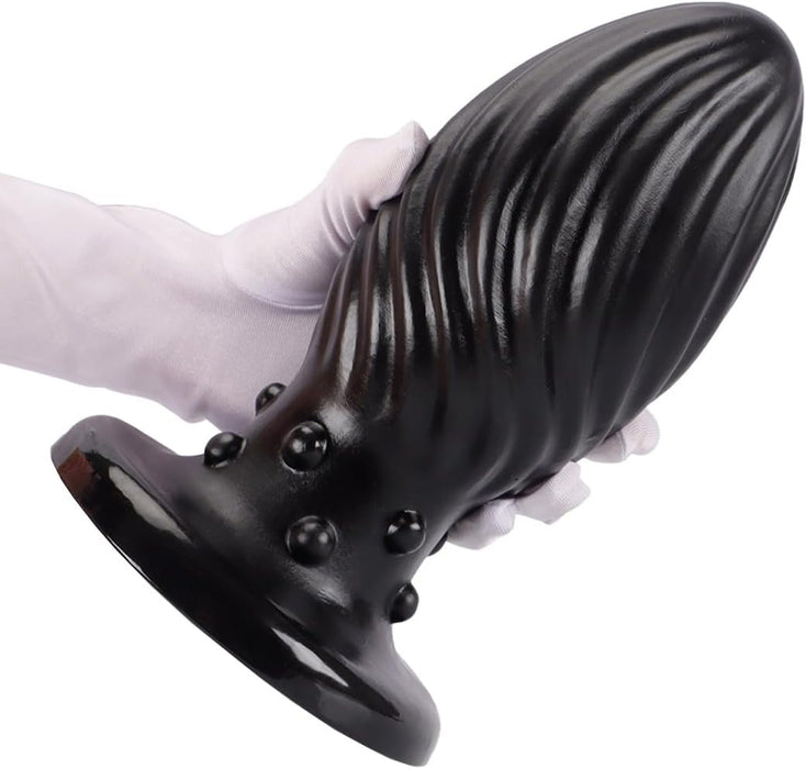 Silicone butt plug with thread - four sizes to choose from, black, L