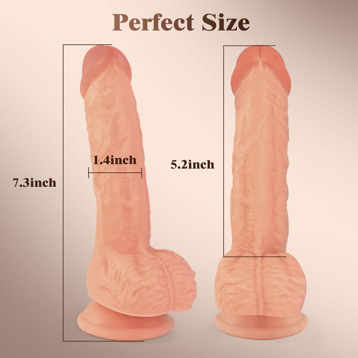 Realistic 19 cm silicone dildo with strong attachment pad