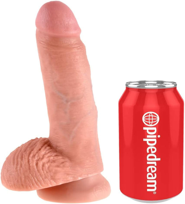 King Cock natural-colored dildo with balls, 17.8 cm