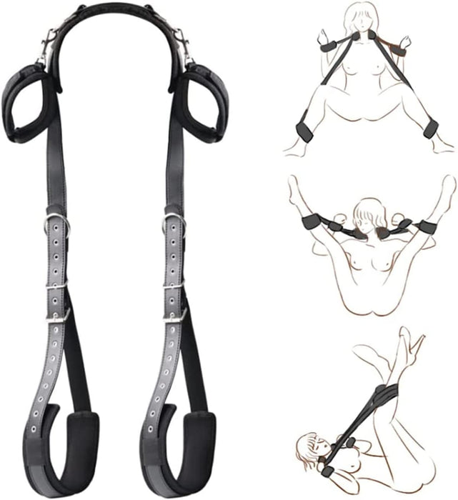 Bondage komplektas su rankogaliais ir kulkšnių antrankiais – poroms ir pradedantiesiems