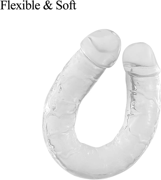 Flexible transparent double dildo for women and couples
