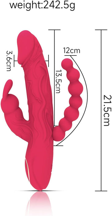 3-in-1 Rabbit Vibrator su stipria vibracija ir stūmoklio funkcija moterims