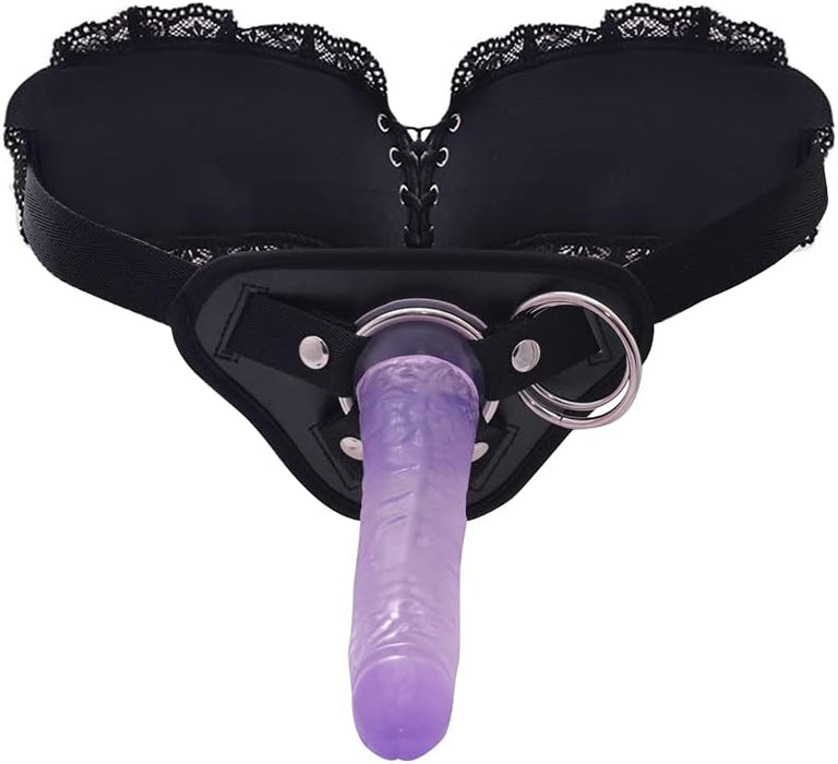 Adjustable strap-on with removable realistic dildo for women and couples