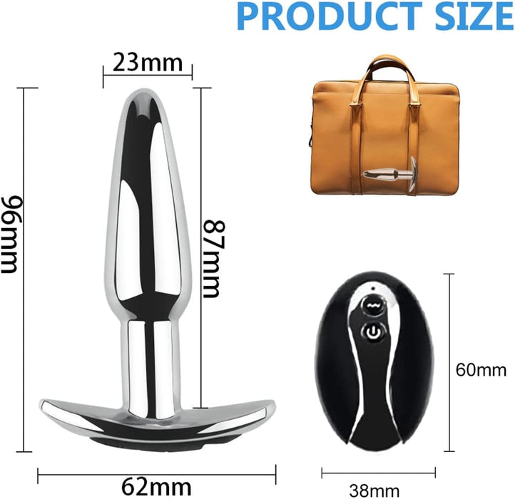 Anal vibrator with 10 vibration modes and remote control made of metal