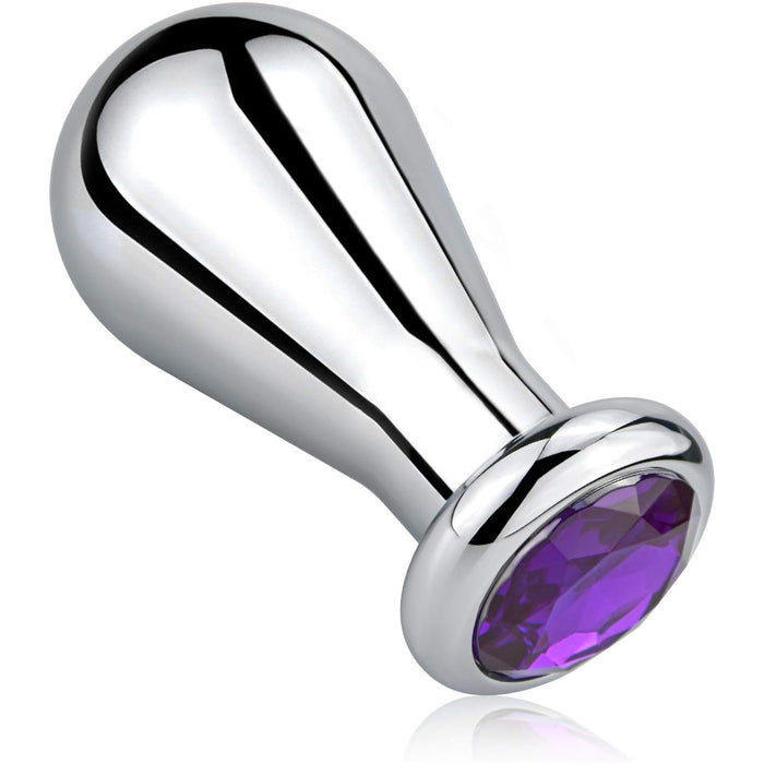 Large Stainless Steel Anal Plug with Light Bulb Design, Medium Size