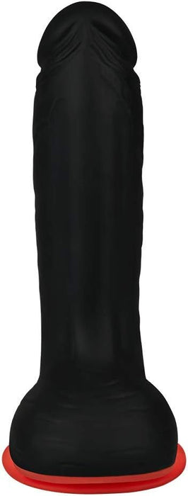 Deluxe Silicone Dildo with Strong Grip Base – Black/Red Mamba