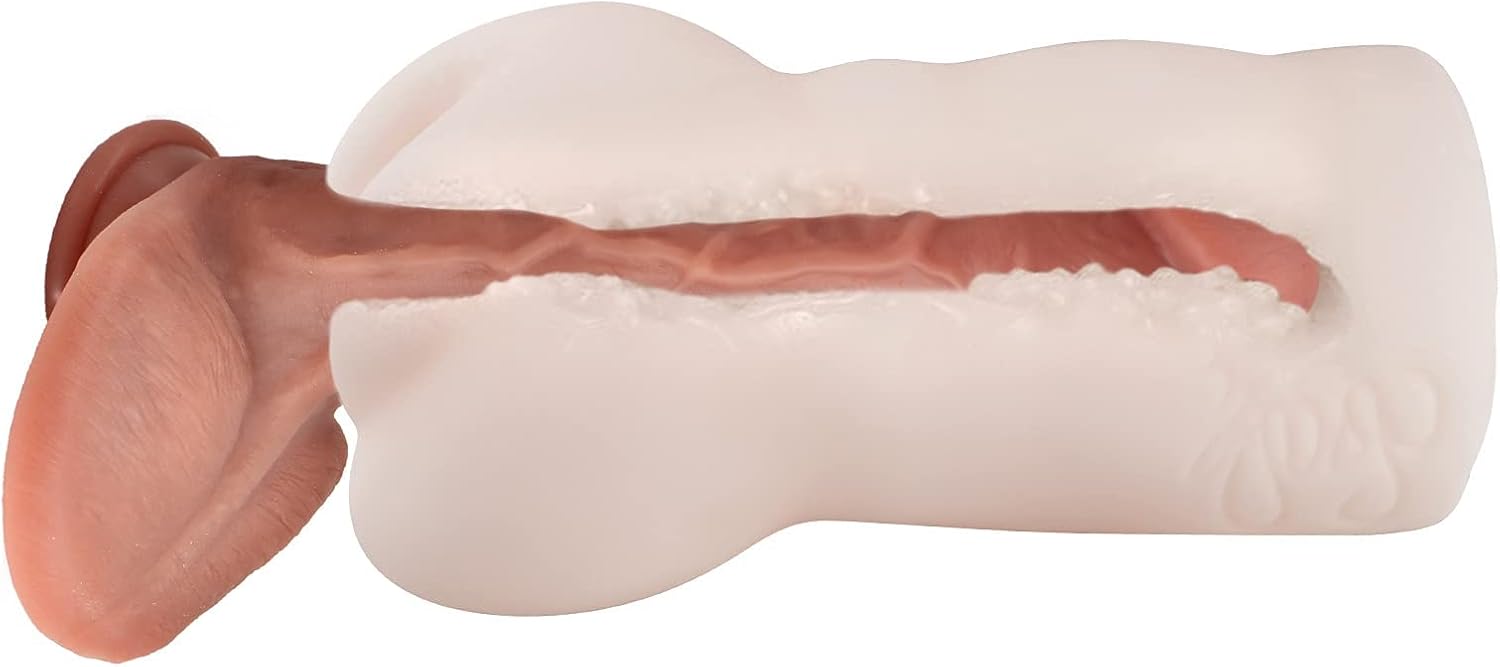 Natūralios odos jausmas – vyriškas masturbatoris su klitoriu ir lytinėmis lūpomis