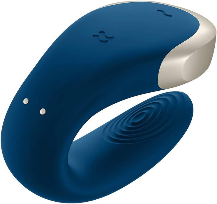 App valdomas porų vibratorius iš medicininio silikono mėlynų spalvų