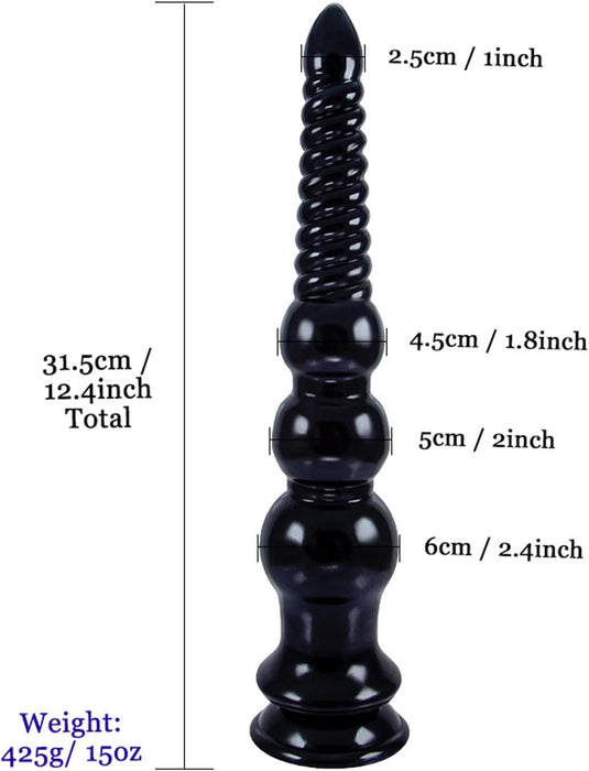 31.5 cm XL Anal Plug with Strong Suction Base and Prostate Massager