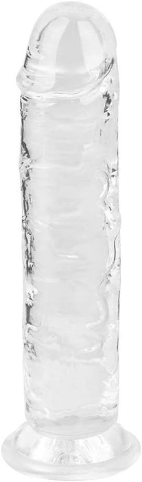 Transparent 17 cm natural dildo with a strong, firm base and deep texture