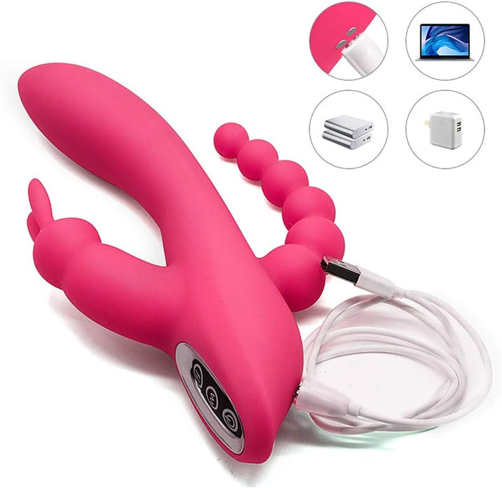 3-in-1 Rabbit Vibrator with 7 vibration modes and magnetic charging