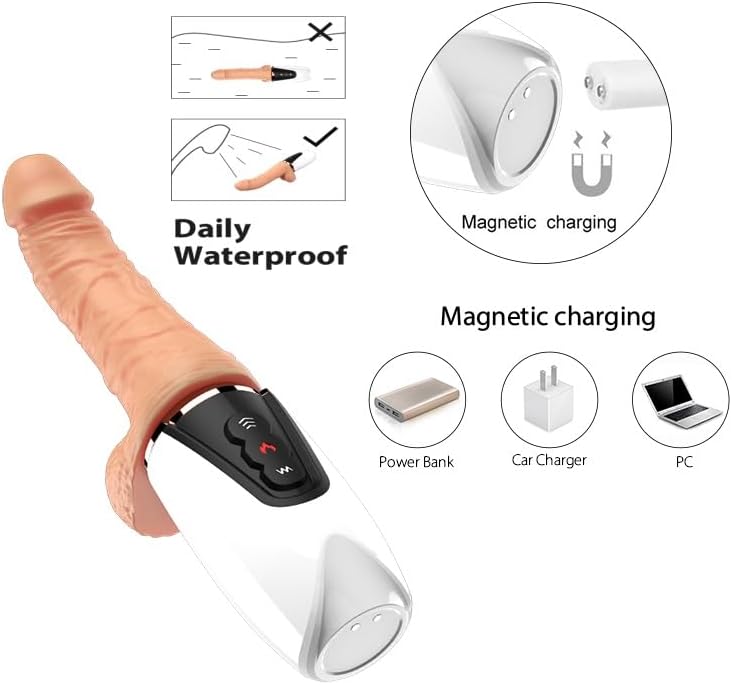 Dildo vibrator with 7 different movement and vibration modes, heated, ergonomic design