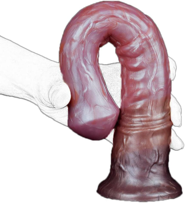 Long and realistic – silicone horse-shaped dildo with spray function