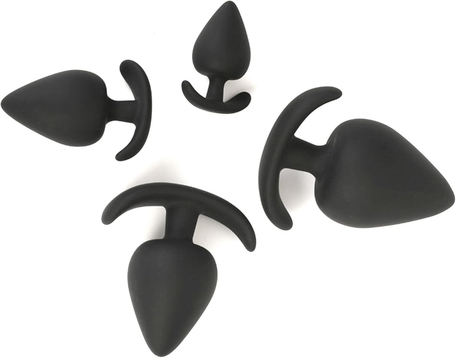 4-piece silicone anal plug set with accessories for pleasure
