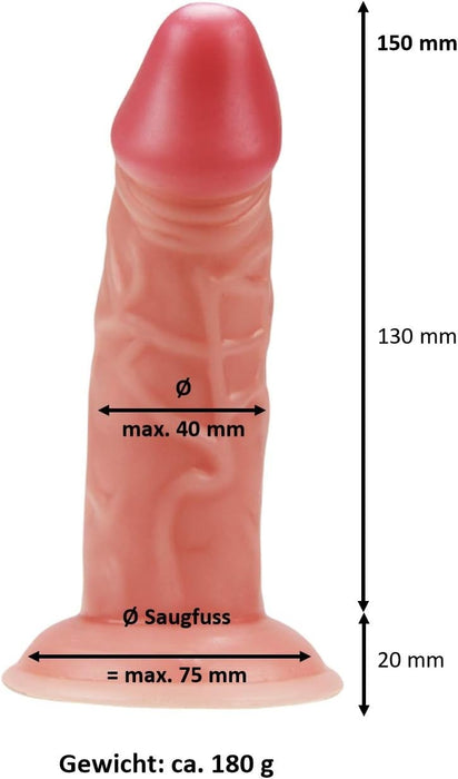 15 cm natural-shaped dildo with strong suction cup, Ø40 mm