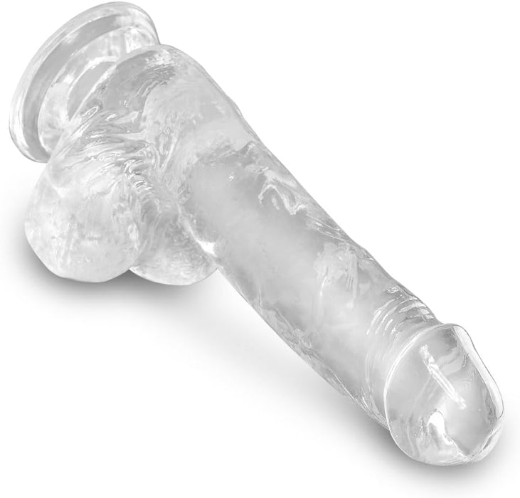 King Cock 6 inch transparent dildo with balls and strong attachment base