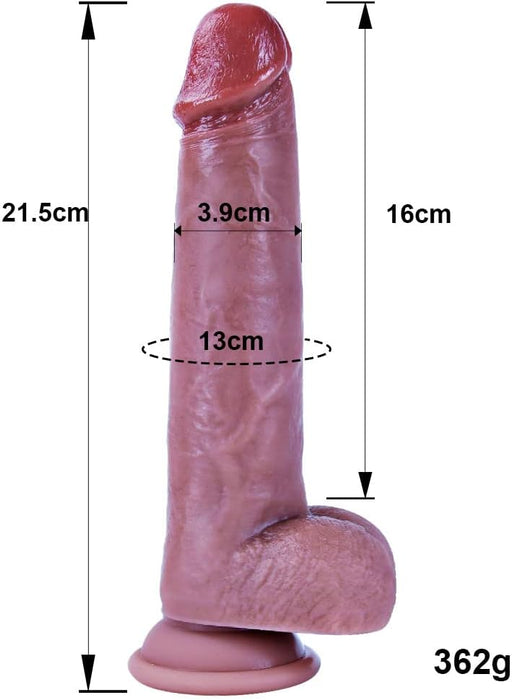 Realistic 21.5 cm silicone dildo with strong attachment base