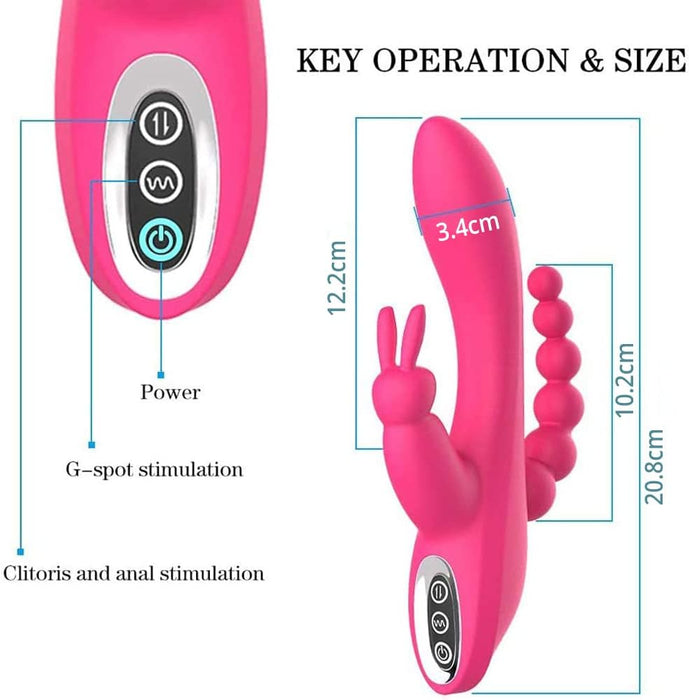3-in-1 Rabbit Vibrator with 7 vibration modes and magnetic charging