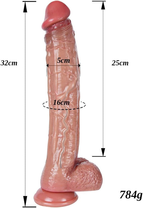 Large flexible silicone strap-on with realistic dildo – 32 cm