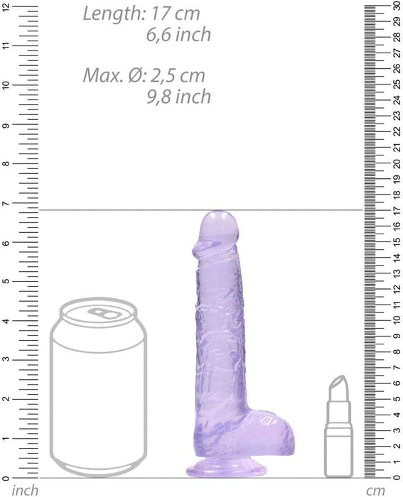 Crystal Clear Dildo with Firm Grip Base - Purple 6 Inch