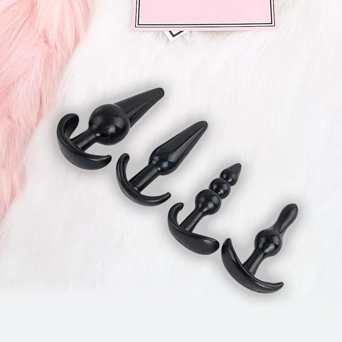 Beginner's Anal Plug Set - Four-Piece Black Set
