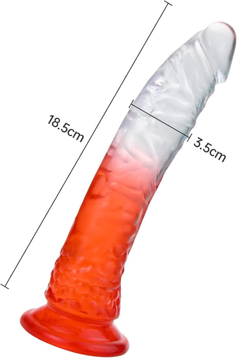 Dildo Analplug Skirtingas Spalvų Perejimas, TPE Medžiaga, 18,5 cm Ilgio
