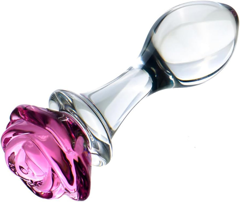 Elegantiškas 3 dalių rožių stiklo analinių kaiščių rinkinys – treniruoklis ir masažuoklis