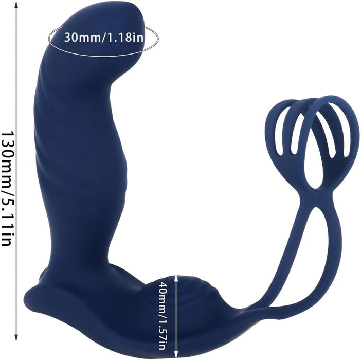 Double prostate vibrator rings for men with 10 vibration modes and remote control function