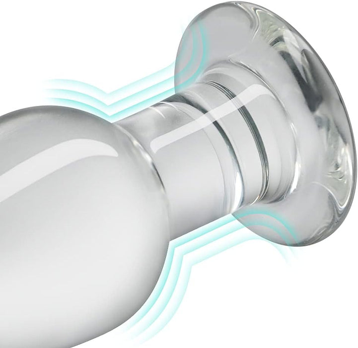 Conical glass anal plug with G-spot stimulation and temperature effect