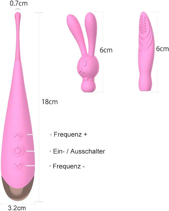 Powerful, quiet silicone vibrator with 3 interchangeable heads for women