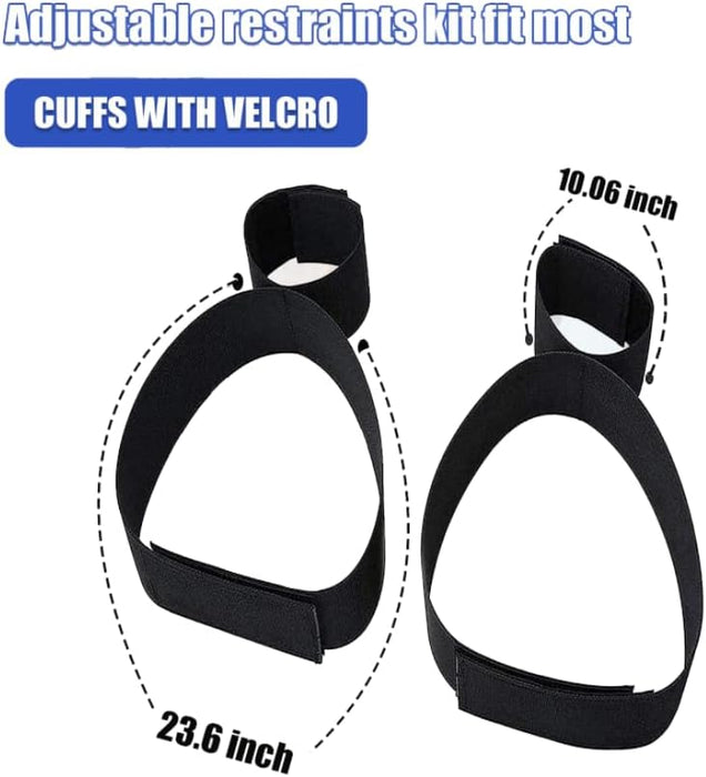 Hand and thigh cuffs with adjustable loops - soft BDSM restraint set