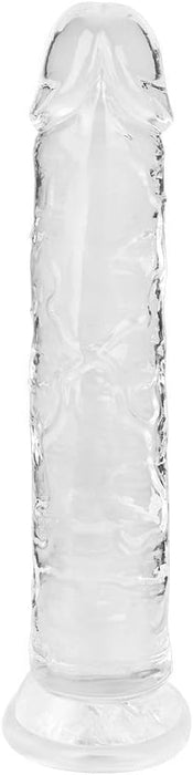 Transparent 17 cm natural dildo with a strong, firm base and deep texture