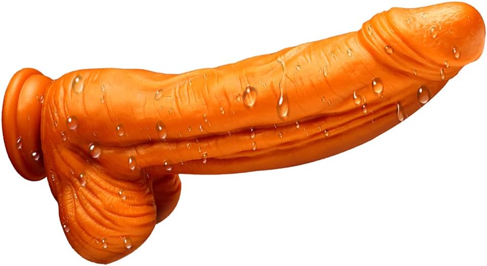 Large realistic dildo made of liquid silicone material with a strong suction base