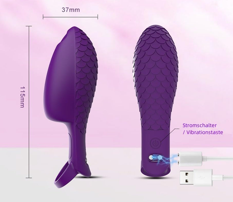 Silikoninis erotinis pirštų vibratorius su žuvies žvynų tekstūra ir 10 režimų