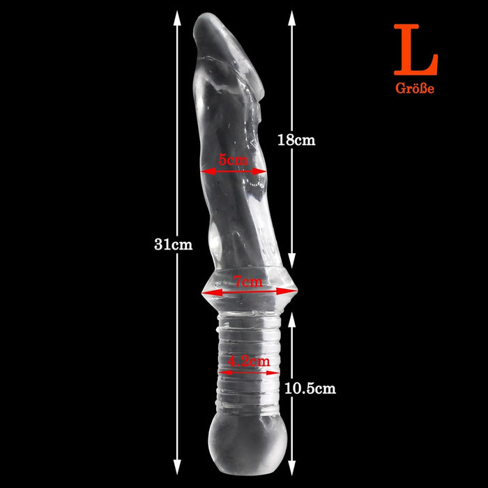 Realistic Anal Dildo with Transparent Sword and Ergonomic Handle