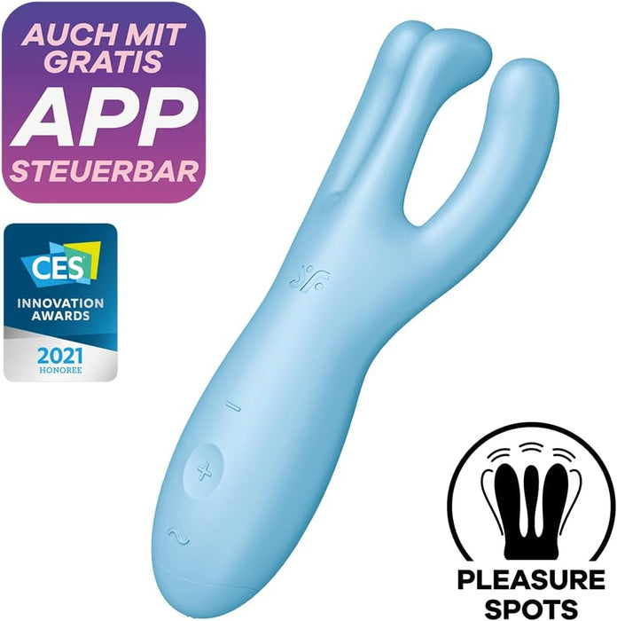 App-controlled vibrating clitoral and labia stimulator with 3 motors, waterproof