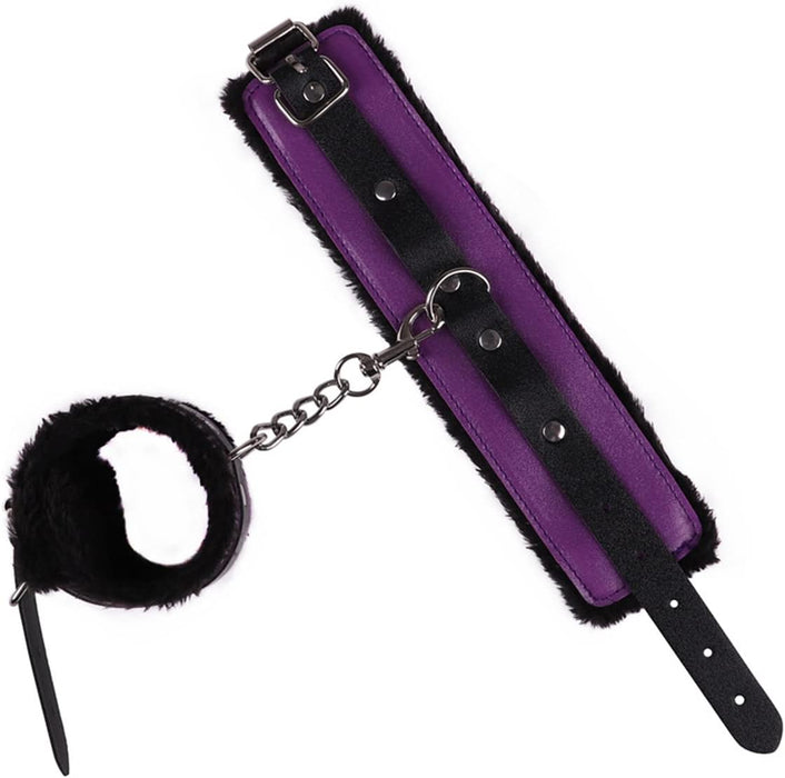 Erotinis Bondage Rinkinys poroms su 8 odiniais aksesuarais violetinės spalvos